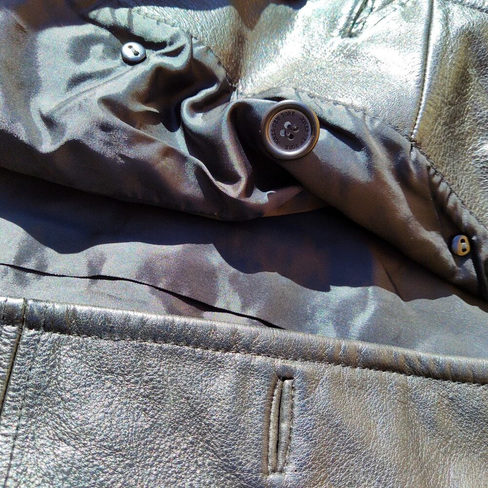 Jones New York Women's Size L Soft Black Genuine Leather Coat Button Down - Picture 4 of 10